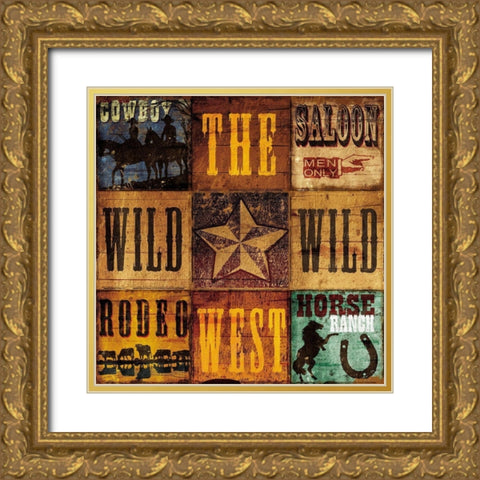 Wild West Patch Gold Ornate Wood Framed Art Print with Double Matting by Grey, Jace