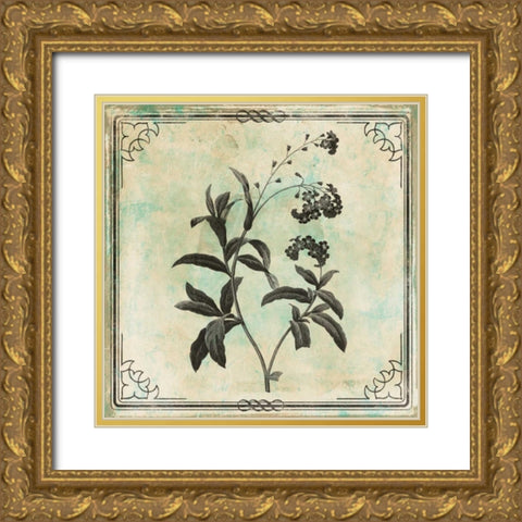 Bordered Stencil Floral Gold Ornate Wood Framed Art Print with Double Matting by Grey, Jace