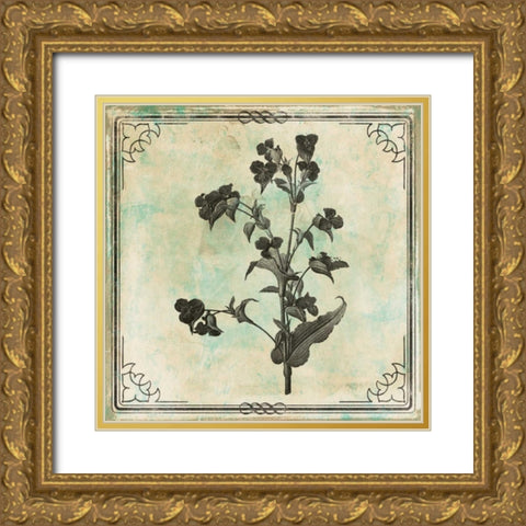 Bordered Stencil Floral Mate Gold Ornate Wood Framed Art Print with Double Matting by Grey, Jace