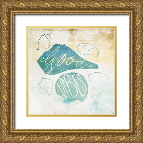 Good Vibes Gold Ornate Wood Framed Art Print with Double Matting by Grey, Jace