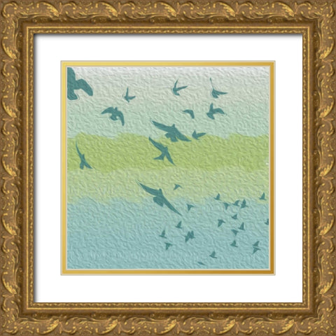 Coastal Birds Of Flight Gold Ornate Wood Framed Art Print with Double Matting by Grey, Jace