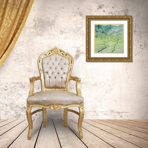Marble Soft Sea Gold Ornate Wood Framed Art Print with Double Matting by Grey, Jace