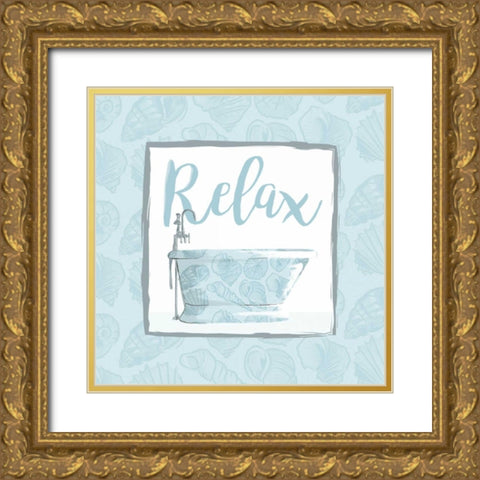 Relaxing Bath With Shells Gold Ornate Wood Framed Art Print with Double Matting by Grey, Jace