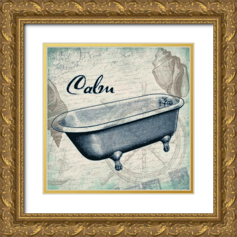 Calm Bath Print Gold Ornate Wood Framed Art Print with Double Matting by Grey, Jace
