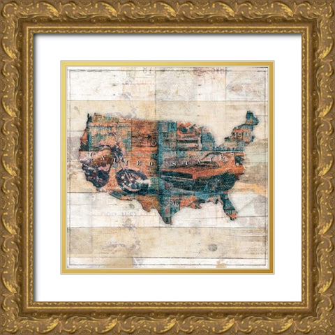 United Route Gold Ornate Wood Framed Art Print with Double Matting by Grey, Jace