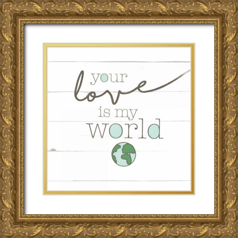 Love World Gold Ornate Wood Framed Art Print with Double Matting by Grey, Jace