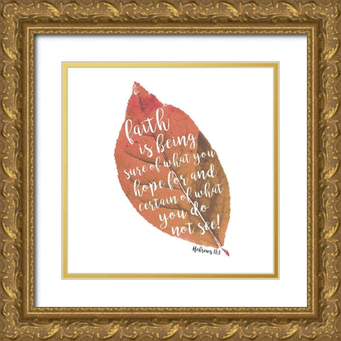 Faith Leaf Gold Ornate Wood Framed Art Print with Double Matting by Grey, Jace
