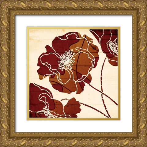 Fall Flower Power Mate Gold Ornate Wood Framed Art Print with Double Matting by Grey, Jace