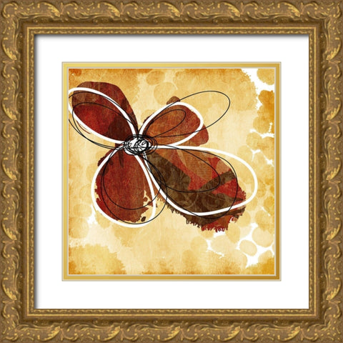 Flower Scribble Mate Gold Ornate Wood Framed Art Print with Double Matting by Grey, Jace