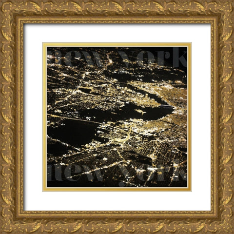 New York Gold City Gold Ornate Wood Framed Art Print with Double Matting by Grey, Jace