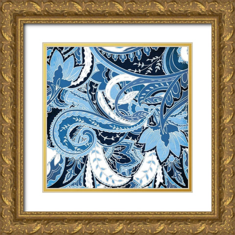 Overgrown Blue Gold Ornate Wood Framed Art Print with Double Matting by Grey, Jace