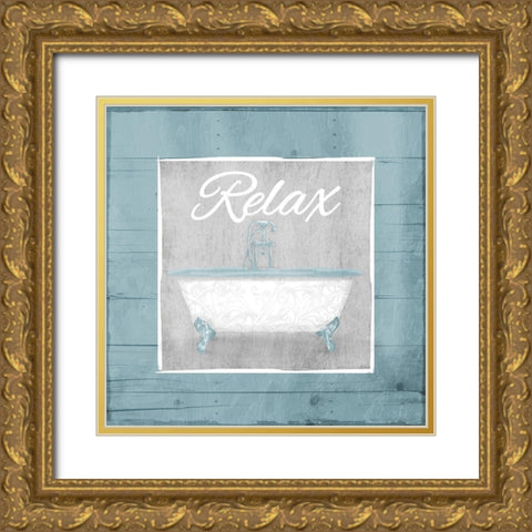Relax Bath Wood Gold Ornate Wood Framed Art Print with Double Matting by Grey, Jace