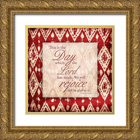 Rejoice Red Gold Ornate Wood Framed Art Print with Double Matting by Grey, Jace