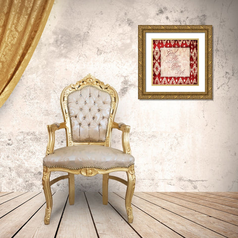 God Red Gold Ornate Wood Framed Art Print with Double Matting by Grey, Jace