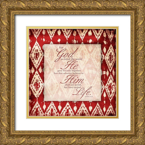 God Red Gold Ornate Wood Framed Art Print with Double Matting by Grey, Jace