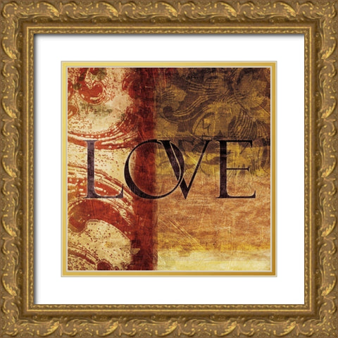 Love Red Gold Ornate Wood Framed Art Print with Double Matting by Grey, Jace