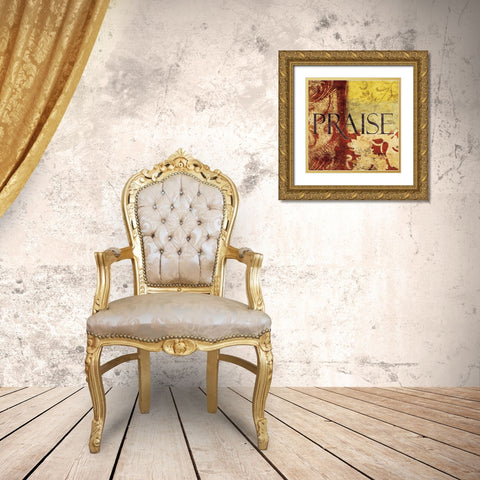 Praise Red Gold Ornate Wood Framed Art Print with Double Matting by Grey, Jace