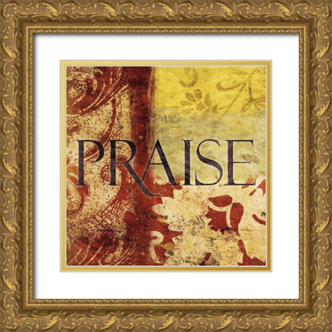 Praise Red Gold Ornate Wood Framed Art Print with Double Matting by Grey, Jace