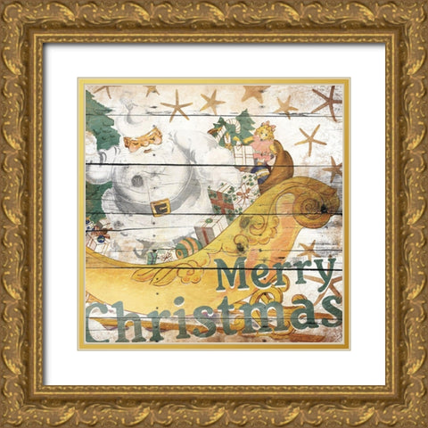 White Christmas Gold Ornate Wood Framed Art Print with Double Matting by Grey, Jace