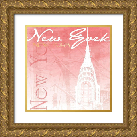 Blush NY Mate Gold Ornate Wood Framed Art Print with Double Matting by Grey, Jace