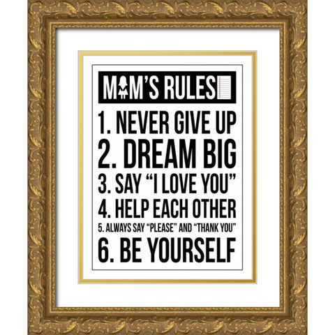 Mom Rules Gold Ornate Wood Framed Art Print with Double Matting by Grey, Jace