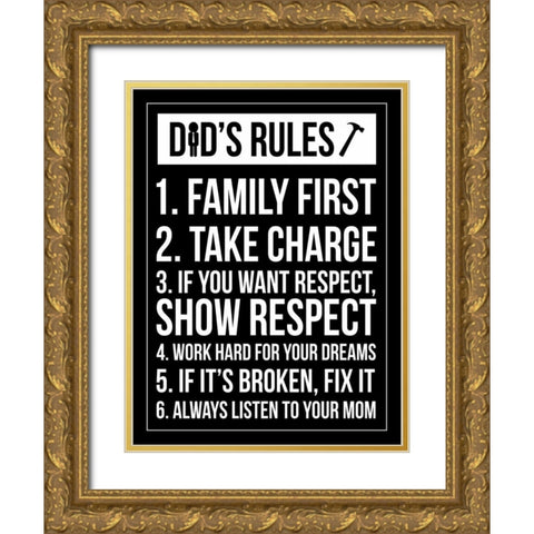 Dad Rules IV Gold Ornate Wood Framed Art Print with Double Matting by Grey, Jace