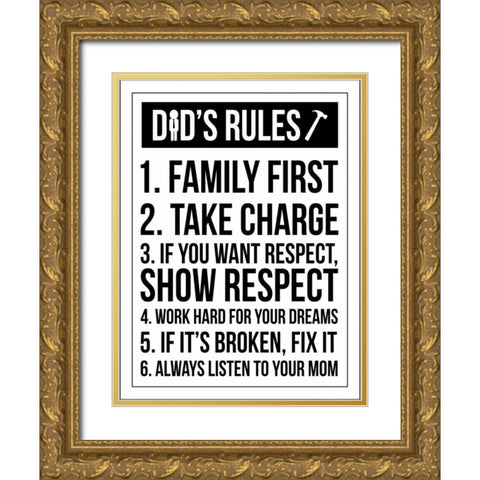 Dad Rules III Gold Ornate Wood Framed Art Print with Double Matting by Grey, Jace