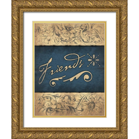 Friends Gold Ornate Wood Framed Art Print with Double Matting by Grey, Jace