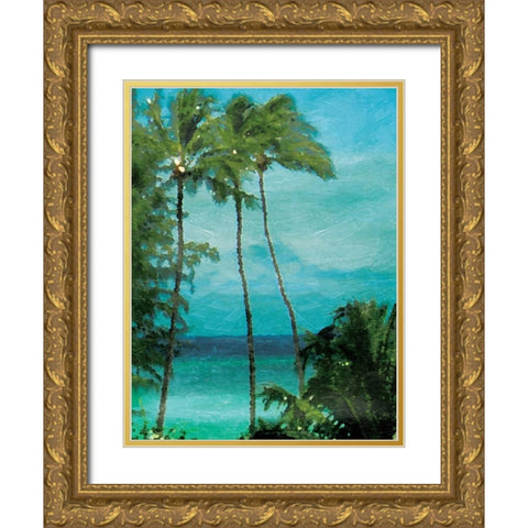 Palm Trees Gold Ornate Wood Framed Art Print with Double Matting by Grey, Jace
