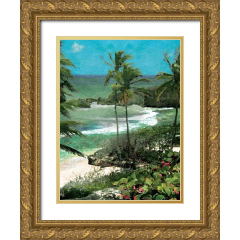 Palm trees mate Gold Ornate Wood Framed Art Print with Double Matting by Grey, Jace
