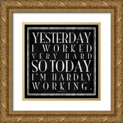 Hardly working Gold Ornate Wood Framed Art Print with Double Matting by Grey, Jace
