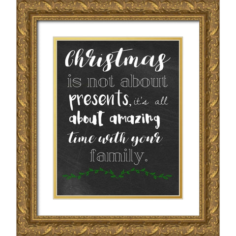 Worded Holiday Gold Ornate Wood Framed Art Print with Double Matting by Matic, Jelena