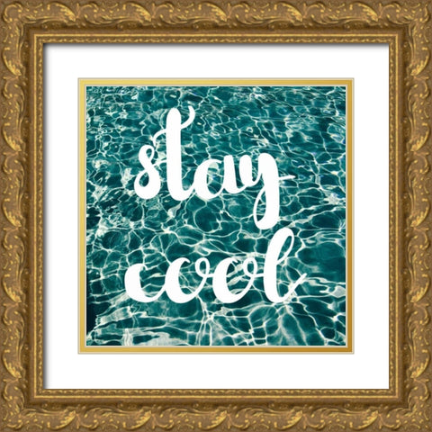 Insta Stay Cool Pool Gold Ornate Wood Framed Art Print with Double Matting by Matic,Jelena