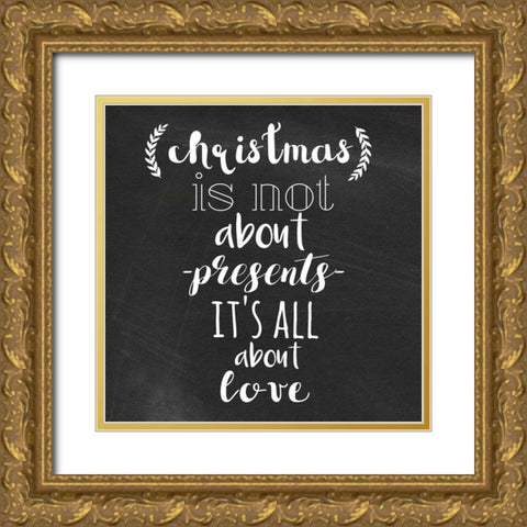 Christmas Love Gold Ornate Wood Framed Art Print with Double Matting by Matic, Jelena
