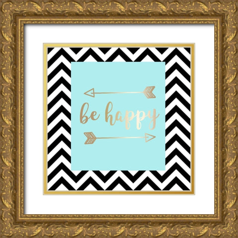 Happy Gold Ornate Wood Framed Art Print with Double Matting by Matic, Jelena