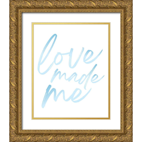 Love Made Me Blue Hues Ombre 2 Gold Ornate Wood Framed Art Print with Double Matting by McCully, Jennifer