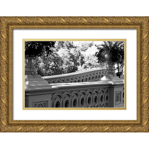 Central Park Bridge Gold Ornate Wood Framed Art Print with Double Matting by Grey, Jace