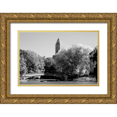 Circular Central Park Bridge Gold Ornate Wood Framed Art Print with Double Matting by Grey, Jace