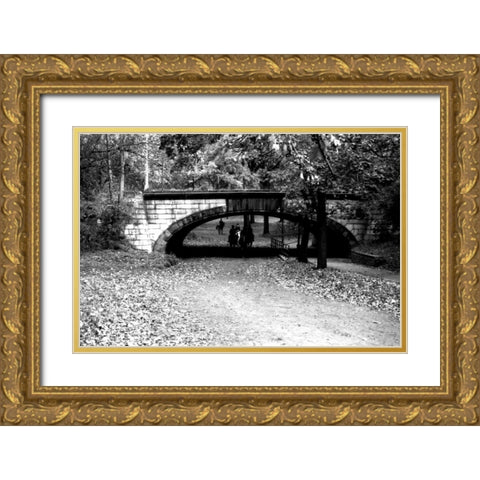 Central Park Horses Gold Ornate Wood Framed Art Print with Double Matting by Grey, Jace