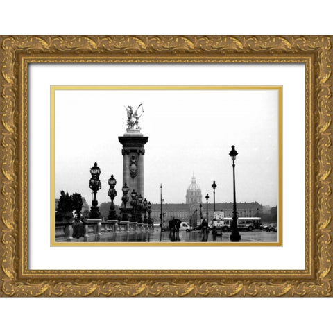 Paris Rain Gold Ornate Wood Framed Art Print with Double Matting by Grey, Jace