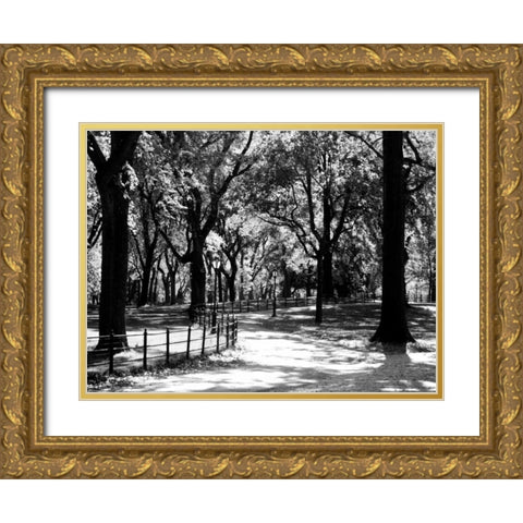 Central Park Walk Gold Ornate Wood Framed Art Print with Double Matting by Pica, Jeff