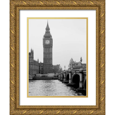 London Big Ben Gold Ornate Wood Framed Art Print with Double Matting by Grey, Jace