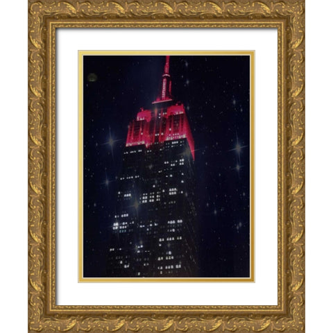 Starry Night In New York Gold Ornate Wood Framed Art Print with Double Matting by Shannon, Julie