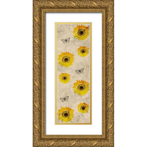 Vintage Sunflowers Gold Ornate Wood Framed Art Print with Double Matting by Allen, Kimberly