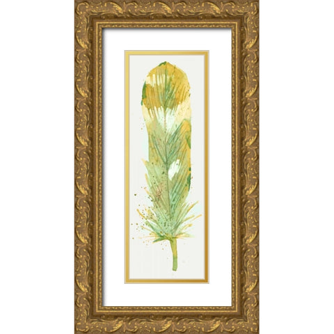 Feather Bright 1 Gold Ornate Wood Framed Art Print with Double Matting by Allen, Kimberly