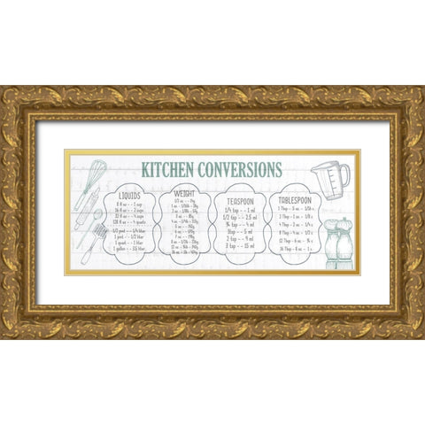 Kitchen Conversion C Gold Ornate Wood Framed Art Print with Double Matting by Kimberly, Allen