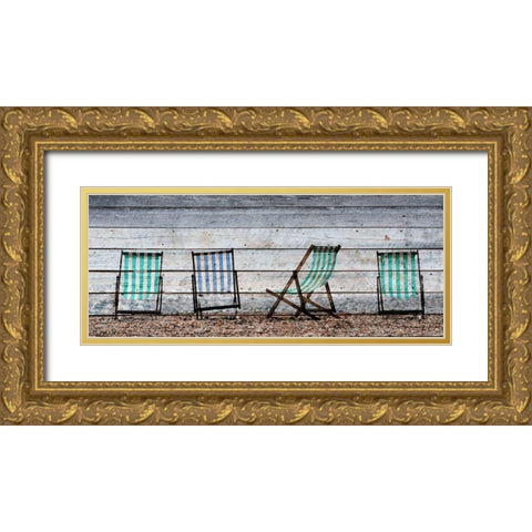 Sitting on the Beach Gold Ornate Wood Framed Art Print with Double Matting by Kimberly, Allen