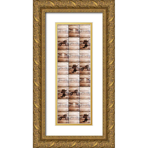 Western Welcome Panel Gold Ornate Wood Framed Art Print with Double Matting by Kimberly, Allen