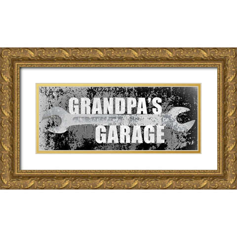 Grandpas Garage Gold Ornate Wood Framed Art Print with Double Matting by Kimberly, Allen