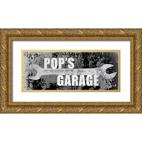 Pops Garage Gold Ornate Wood Framed Art Print with Double Matting by Kimberly, Allen